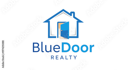 Blue Door Realty Company Logo Design.
