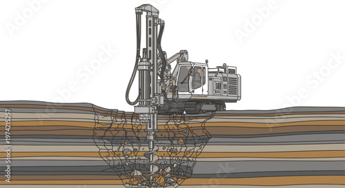 Drilling machine in operation site.