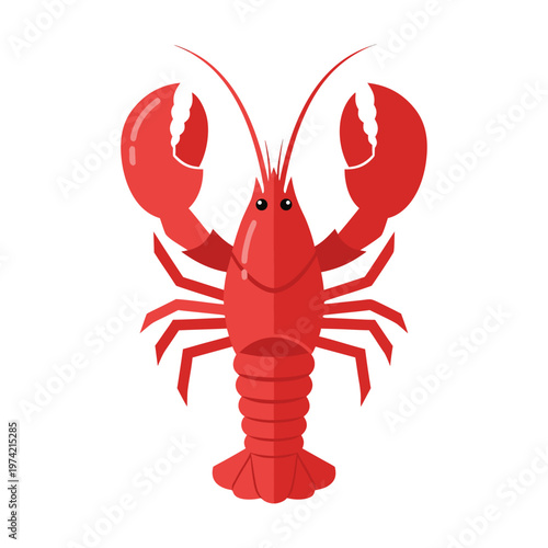 Red lobster raised claws on white background seafood illustration