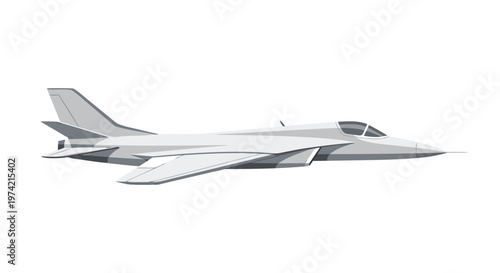 Jet aircraft flying in steady cruise over white background