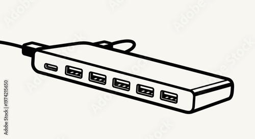 USB hub with multiple ports connected.