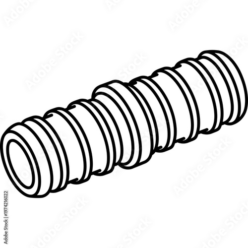 Barbed hose splicer insert fitting for mending or connecting flexible tubing and water pipes. Vector outline icon.