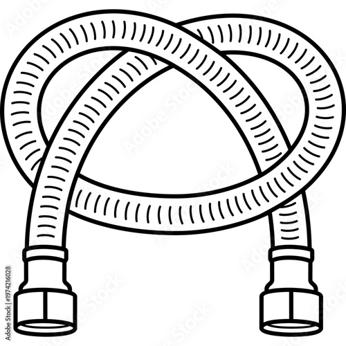 Flexible tap connector hose for mixer faucet water supply in kitchen or bathroom. Vector outline icon.