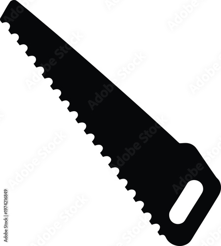Black Hand Saw Silhouette Icon isolated on white background Vector