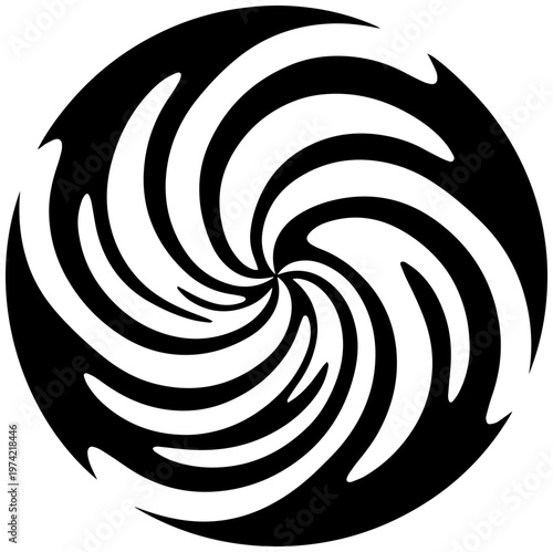 Dynamic black and white spiral design element