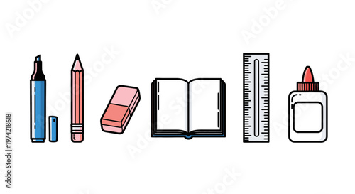 School supplies on white background 12.