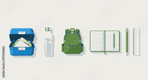 Travel accessories on a white background.