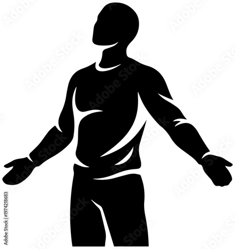 Confident man standing with arms outstretched in dynamic pose