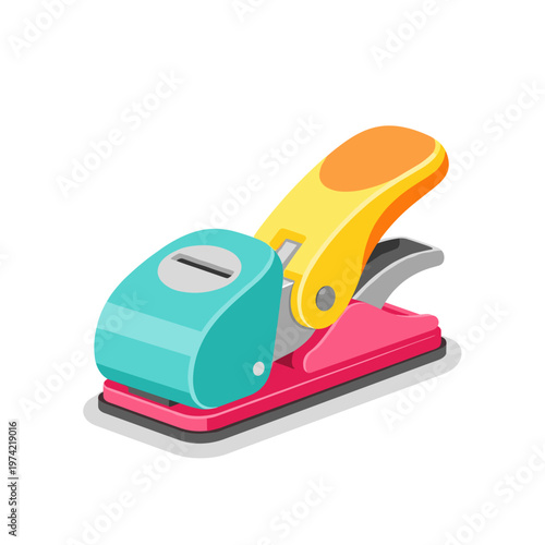 Colorful paper punch for tagging isolated on a white background with vibrant design and modern aesthetic