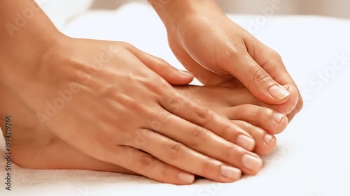 Hands performing a relaxing massage technique.