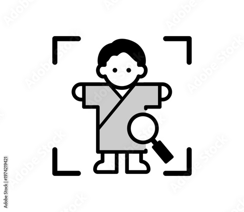 人間ドックを受ける男性の全身スキャンイラスト