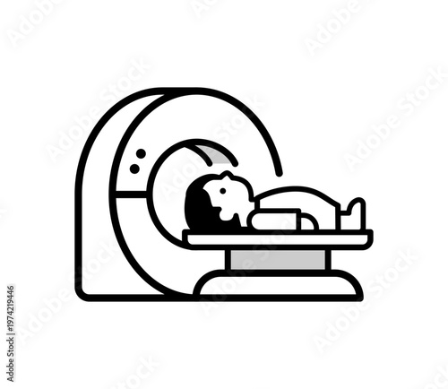 CT検査を受ける男性患者のイラスト