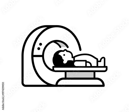 CT検査を受ける女性患者のイラスト