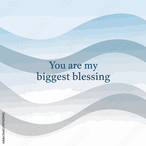 Minimalist wavy blue background with blessing quote for social media