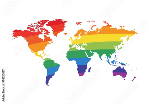 Rainbow Flag World Map Celebrating LGBT Diversity and Global Inclusivity
