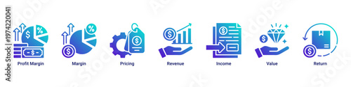 Profit Planning web banner icon vector illustration with icons of Profit Margin,Margin,Pricing,Revenue,Income,Value and Return