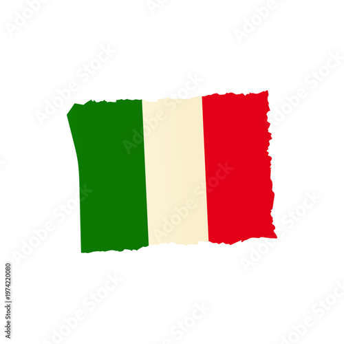 Italy Flag Vector Illustration with Torn Paper Edges and Distressed Texture