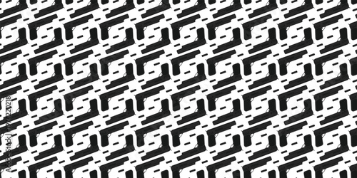 Gun silhouette repeating pattern on white background. Tactical equipment pattern