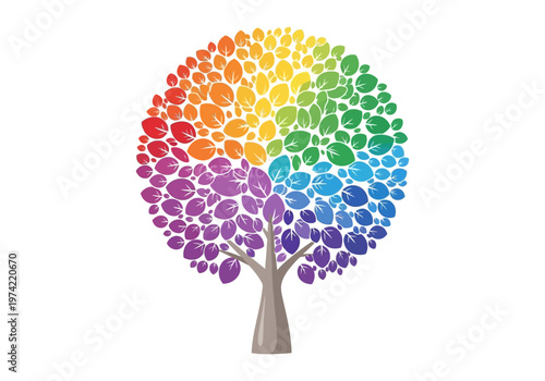 Rainbow tree illustration symbolizing diversity and lgbt pride, a vibrant celebration of life and acceptance