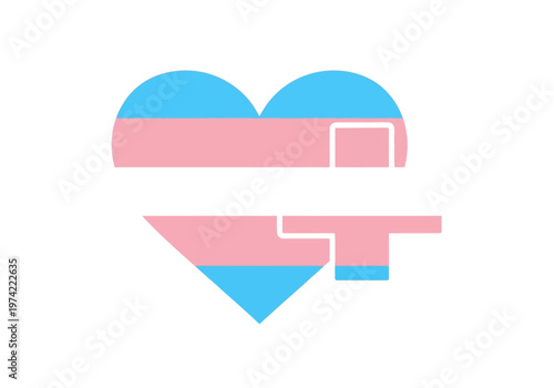 Transgender Pride Heart Symbol with Key Lock Element - Representing Love, Identity, and Security