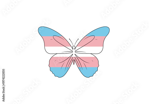 Transgender pride flag butterfly symbol of diversity and acceptance, representing the LGBTQ+ community and gender identity