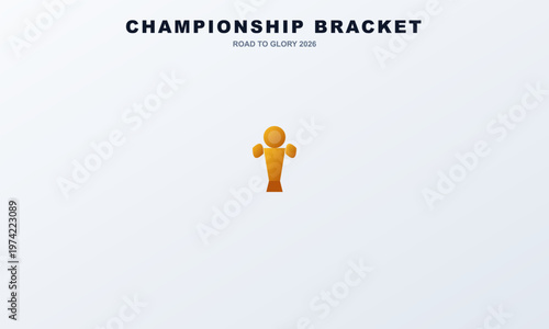 Hand-drawn championship bracket road to glory 2026 sports tournament competition gold trophy icon graphic illustration