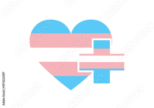 Transgender Pride Heart with Plus Symbol Vector Illustration representing love and inclusivity