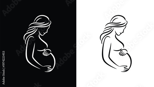 International midwives day concept with pregnant woman line art illustration symbolizing maternity care childbirth support healthcare services and maternal wellness