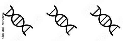 DNA icon logo black line icon design, genetic helix symbol, biotechnology and science concept, minimal outline style, medical research emblem, clean vector