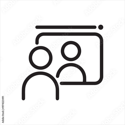 Communication between two people via Internet. Distance learning, e-business, online video consultation concept line icon. Modern global technologies theme. Vector illustration isolated