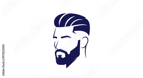 Stylized man head with modern haircut and beard