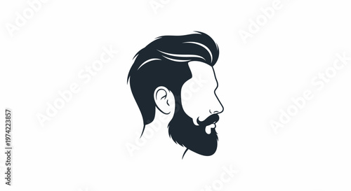Stylized bearded man head profile illustration