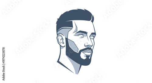 Stylish man with modern haircut and beard illustration
