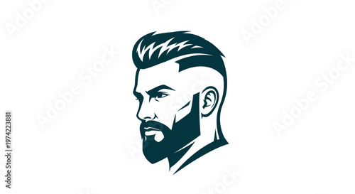 Stylish man profile with beard and modern haircut illustration