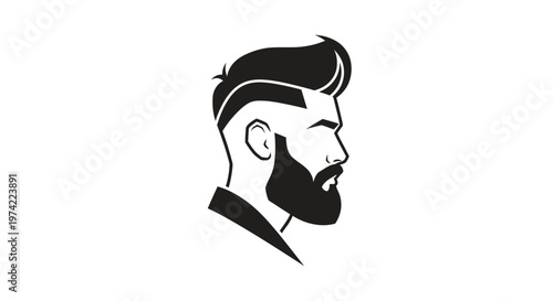 Stylish bearded man profile icon for barbershop logo