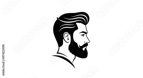 Stylish man's head profile with beard and classic haircut