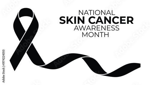 National skin cancer awareness month concept with black ribbon symbolizing melanoma support prevention healthcare education early detection and medical campaign