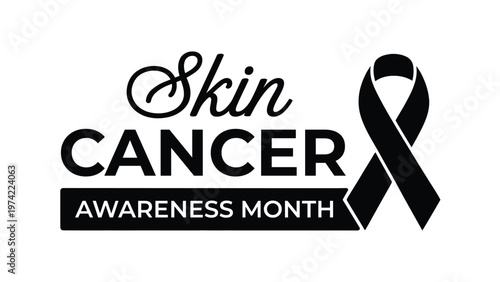 Skin cancer awareness month concept with black ribbon symbolizing melanoma awareness prevention support healthcare campaign education and early detection