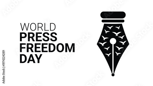 World press freedom day concept with fountain pen nib and birds symbol representing freedom of speech journalism rights media independence expression and democracy