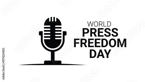 World press freedom day concept with microphone symbol representing journalism rights media independence freedom of speech news reporting and democracy awareness