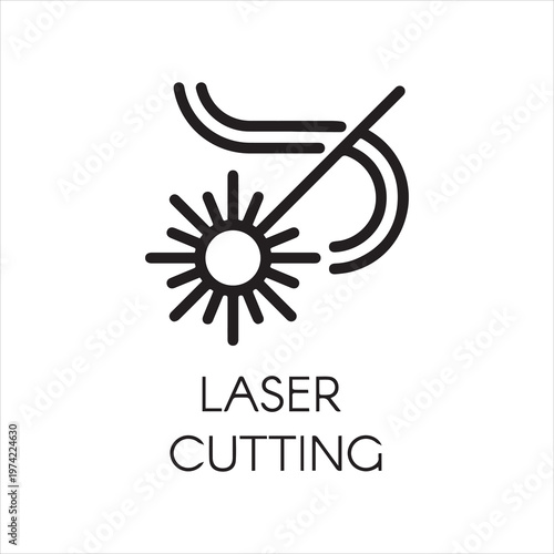 Laser cutting icon drawing in outline design. Abstract flash and lines. Graphic web pictograph. Technology concept contour sign. Vector illustration of laser series