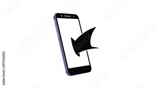 Cyber security concept featuring a black shark fin emerging from a smartphone screen representing digital threats and phishing.