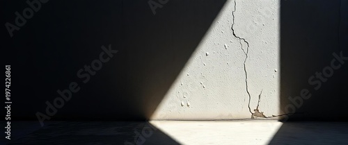 Stark contrast of dark shadow and bright light on a textured surface,  visual,  balance