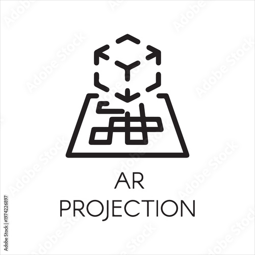 Black line vector icon augmented reality digital AR technology future.