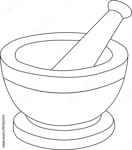 Mortar with mace icon illustration