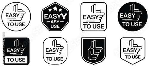 Easy to use icon label collection, intuitive interface symbols, usability tag design, simple navigation indicators