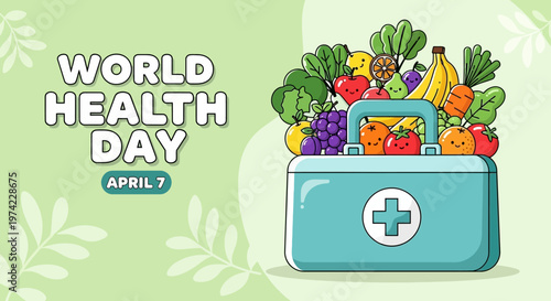 World Health Day April 7: Healthy Food In First Aid Kit, Nutrition Concept