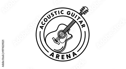Acoustic Guitar Icon Design Logo.