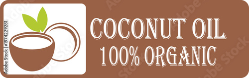 Coconut oil banner icon collection group tropical natural organic fruit oil label symbol skincare cosmetic food ingredient healthy plant vector minimal flat design.