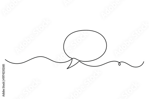 Continuous one line drawing of speech bubble linked communication dialogue concept vector illustration
